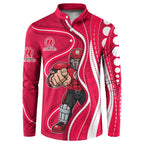 Melbourne Renegades Button Sweatshirt Aboriginal Dot Art Red White - Tribal Wave Pattern