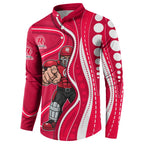 Melbourne Renegades Button Sweatshirt Aboriginal Dot Art Red White - Tribal Wave Pattern