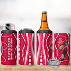Melbourne Renegades 4 in 1 Can Cooler Tumbler Aboriginal Dot Art Red White - Tribal Wave Pattern