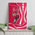 Melbourne Renegades Canvas Wall Art Aboriginal Dot Art Red White - Tribal Wave Pattern