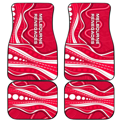 Melbourne Renegades Car Mats Aboriginal Dot Art Red White - Tribal Wave Pattern