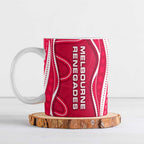 Melbourne Renegades Ceramic Mug Aboriginal Dot Art Red White - Tribal Wave Pattern