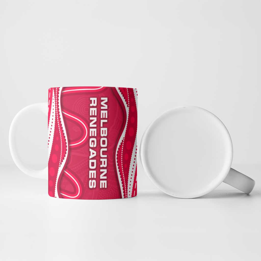 Melbourne Renegades Ceramic Mug Aboriginal Dot Art Red White - Tribal Wave Pattern