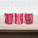 Melbourne Renegades Ceramic Mug Aboriginal Dot Art Red White - Tribal Wave Pattern