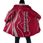 Melbourne Renegades Cloak Aboriginal Dot Art Red White - Tribal Wave Pattern