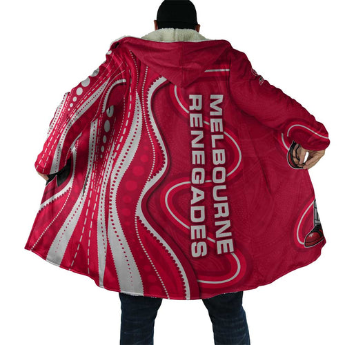Melbourne Renegades Cloak Aboriginal Dot Art Red White - Tribal Wave Pattern