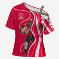 Melbourne Renegades Cross Shoulder Shirt Aboriginal Dot Art Red White - Tribal Wave Pattern