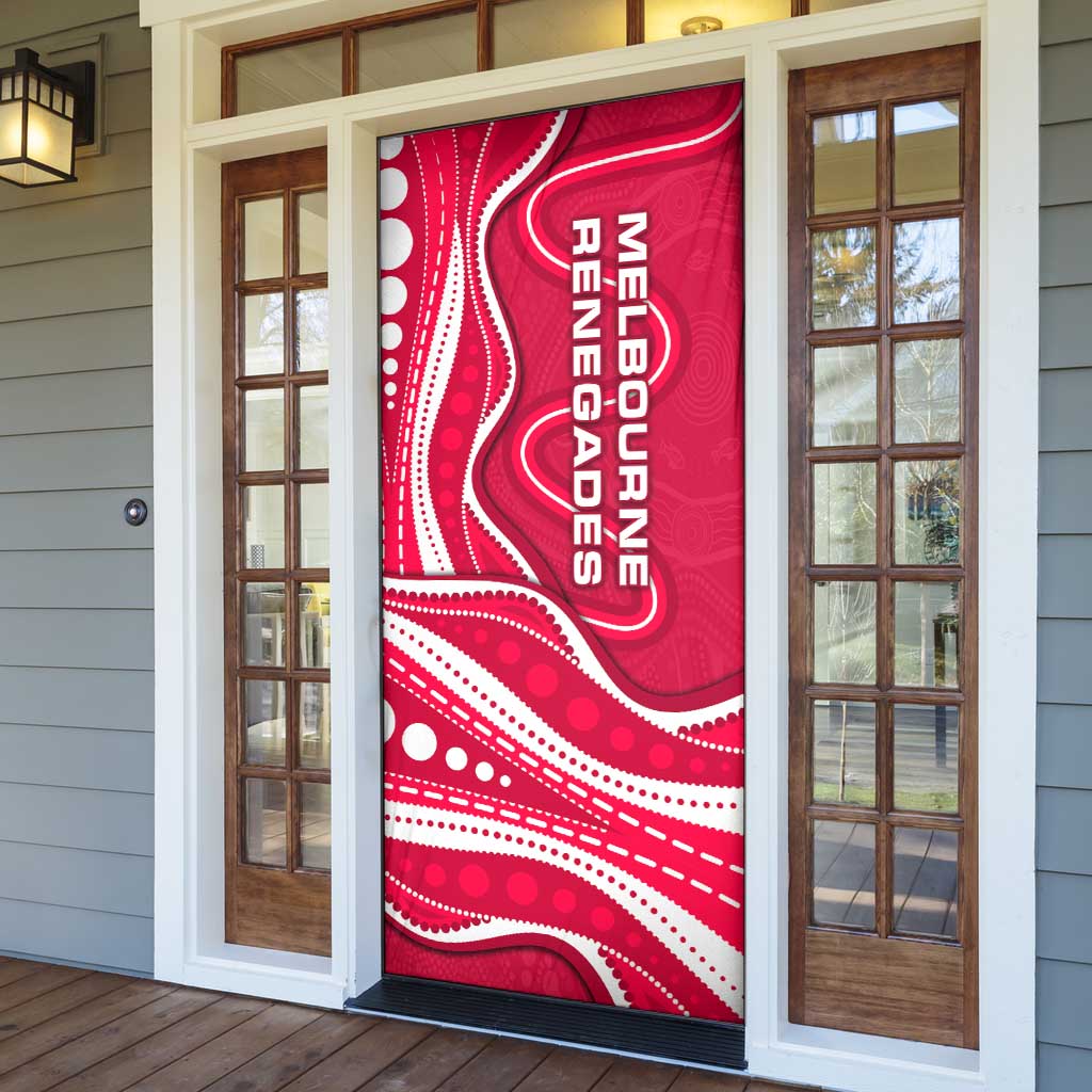 Melbourne Renegades Door Cover Aboriginal Dot Art Red White - Tribal Wave Pattern