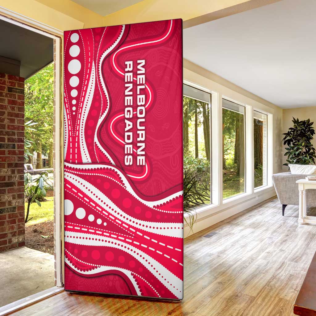 Melbourne Renegades Door Cover Aboriginal Dot Art Red White - Tribal Wave Pattern