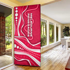 Melbourne Renegades Door Cover Aboriginal Dot Art Red White - Tribal Wave Pattern