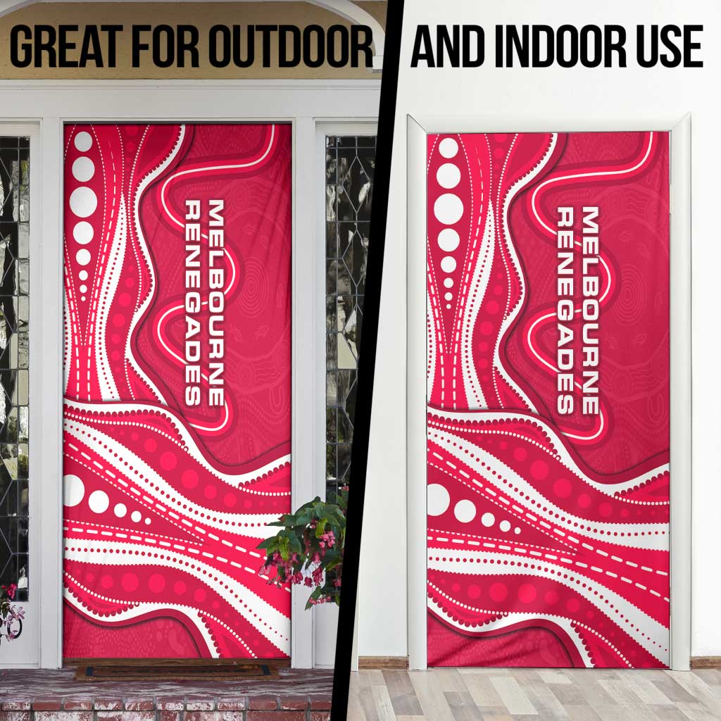 Melbourne Renegades Door Cover Aboriginal Dot Art Red White - Tribal Wave Pattern