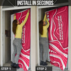 Melbourne Renegades Door Cover Aboriginal Dot Art Red White - Tribal Wave Pattern