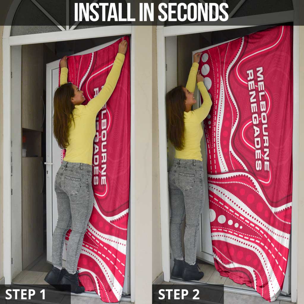 Melbourne Renegades Door Cover Aboriginal Dot Art Red White - Tribal Wave Pattern