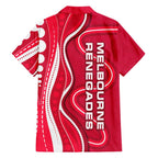 Melbourne Renegades Family Matching Mermaid Dress and Hawaiian Shirt Aboriginal Dot Art Red White - Tribal Wave Pattern