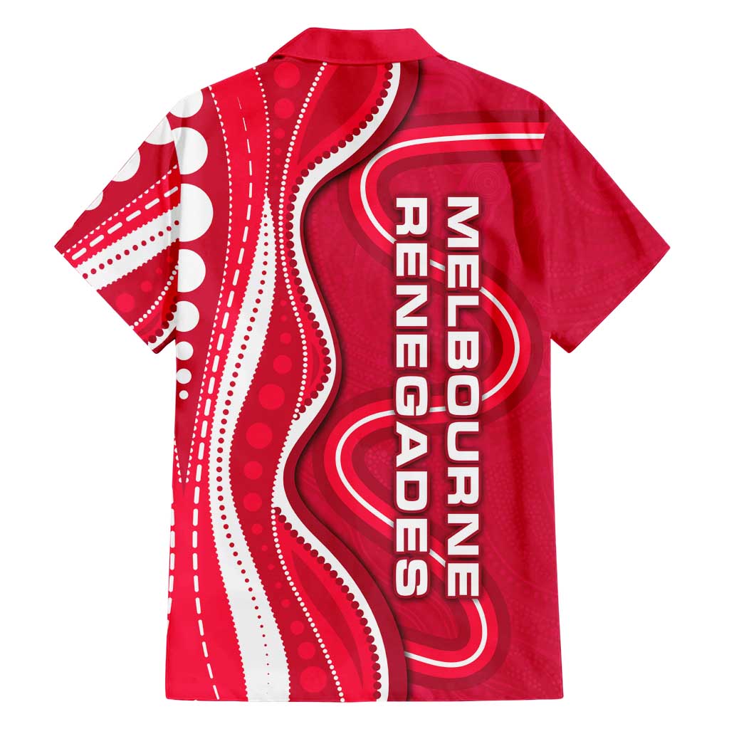 Melbourne Renegades Family Matching Off Shoulder Short Dress and Hawaiian Shirt Aboriginal Dot Art Red White - Tribal Wave Pattern