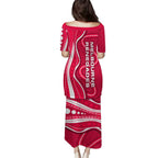 Melbourne Renegades Family Matching Puletasi and Hawaiian Shirt Aboriginal Dot Art Red White - Tribal Wave Pattern