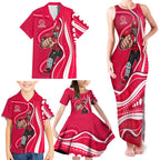 Melbourne Renegades Family Matching Tank Maxi Dress and Hawaiian Shirt Aboriginal Dot Art Red White - Tribal Wave Pattern