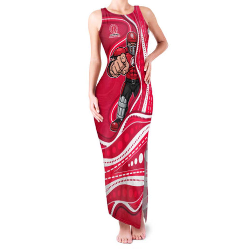 Melbourne Renegades Family Matching Tank Maxi Dress and Hawaiian Shirt Aboriginal Dot Art Red White - Tribal Wave Pattern