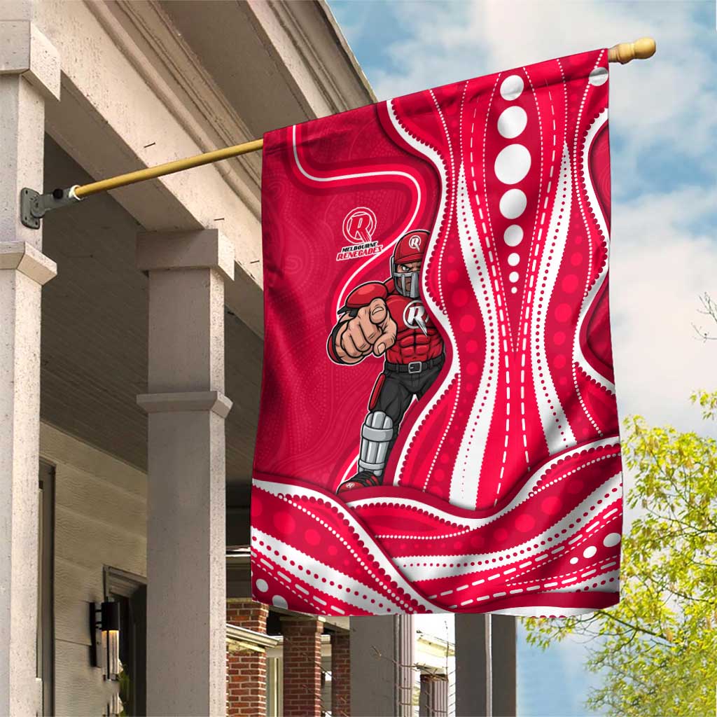 Melbourne Renegades Garden Flag Aboriginal Dot Art Red White - Tribal Wave Pattern