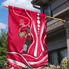 Melbourne Renegades Garden Flag Aboriginal Dot Art Red White - Tribal Wave Pattern