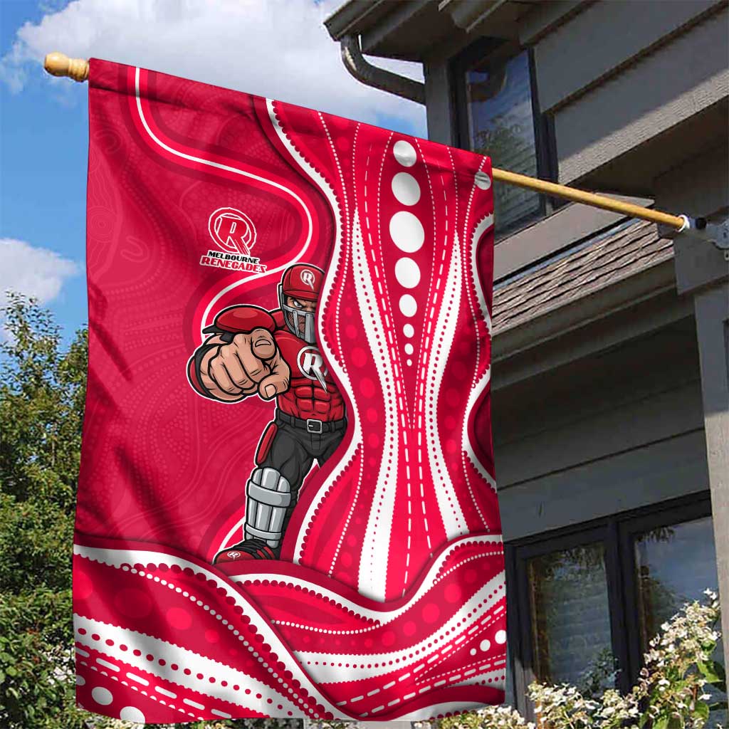 Melbourne Renegades Garden Flag Aboriginal Dot Art Red White - Tribal Wave Pattern