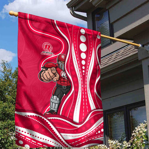 Melbourne Renegades Garden Flag Aboriginal Dot Art Red White - Tribal Wave Pattern