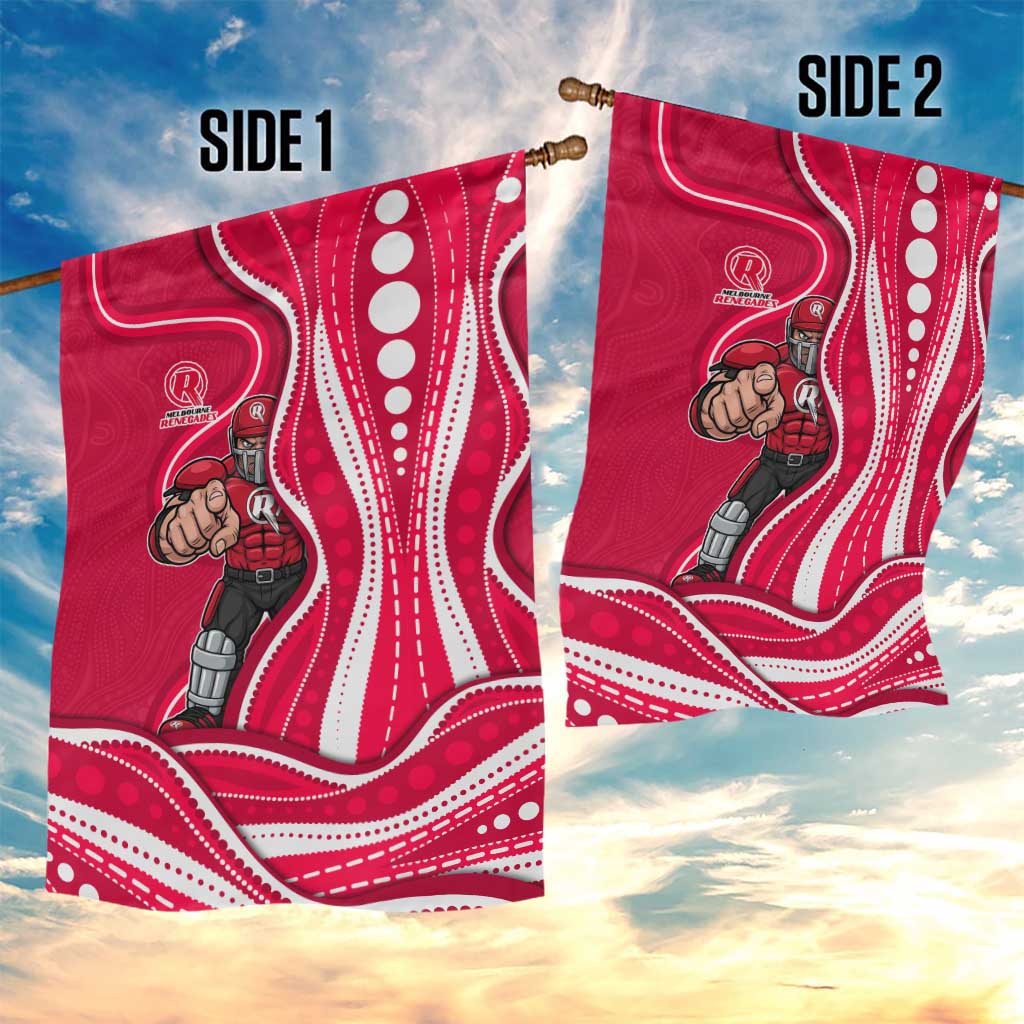 Melbourne Renegades Garden Flag Aboriginal Dot Art Red White - Tribal Wave Pattern