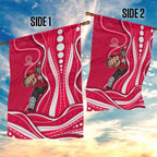Melbourne Renegades Garden Flag Aboriginal Dot Art Red White - Tribal Wave Pattern