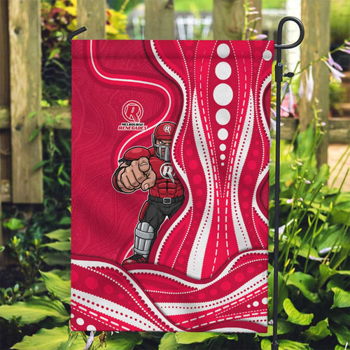 Melbourne Renegades Garden Flag Aboriginal Dot Art Red White - Tribal Wave Pattern