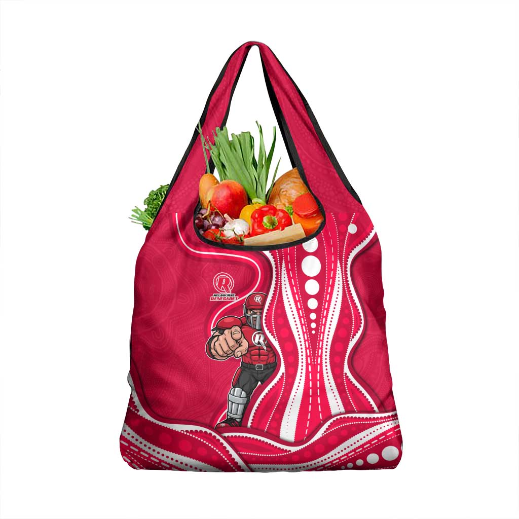 Melbourne Renegades Grocery Bag Aboriginal Dot Art Red White - Tribal Wave Pattern
