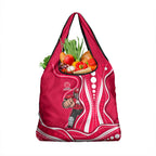 Melbourne Renegades Grocery Bag Aboriginal Dot Art Red White - Tribal Wave Pattern