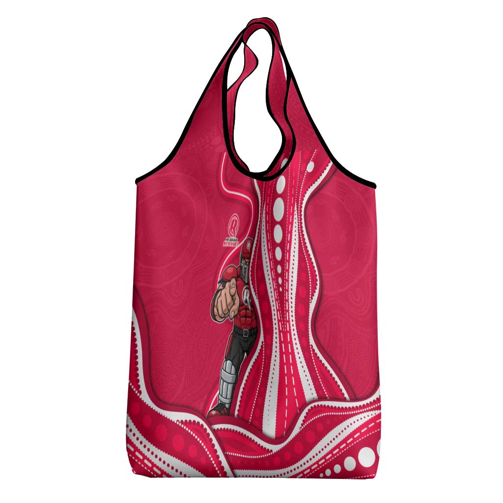 Melbourne Renegades Grocery Bag Aboriginal Dot Art Red White - Tribal Wave Pattern