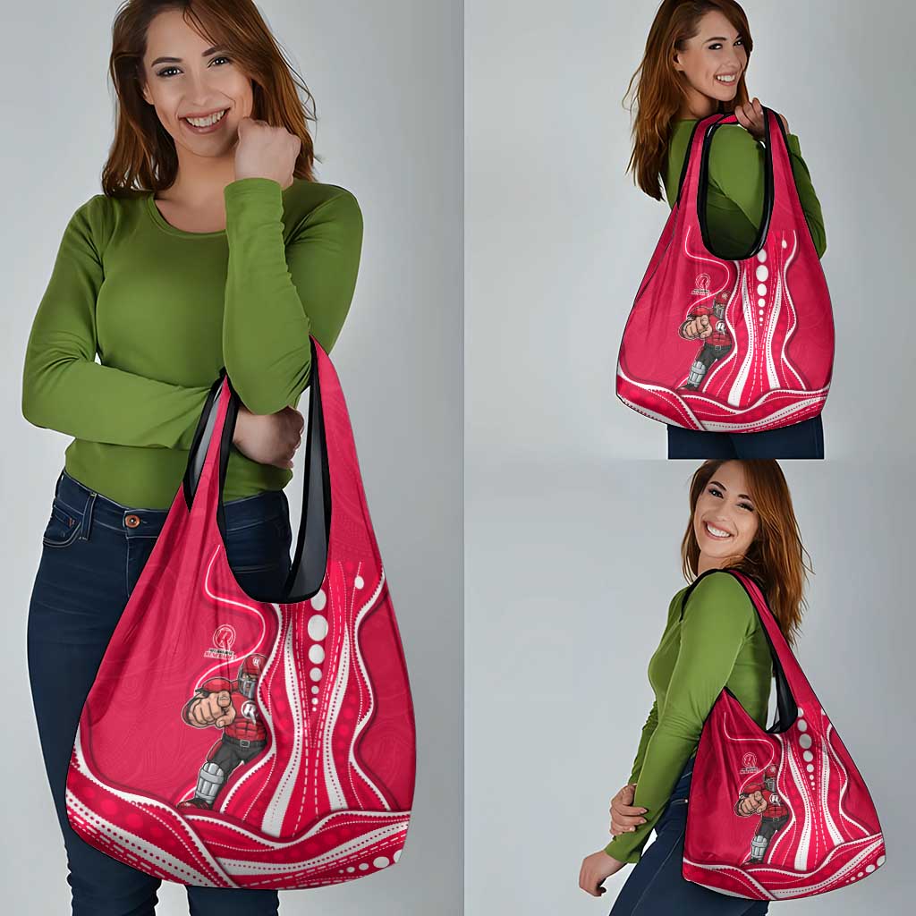 Melbourne Renegades Grocery Bag Aboriginal Dot Art Red White - Tribal Wave Pattern