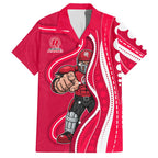 Melbourne Renegades Hawaiian Shirt Aboriginal Dot Art Red White - Tribal Wave Pattern