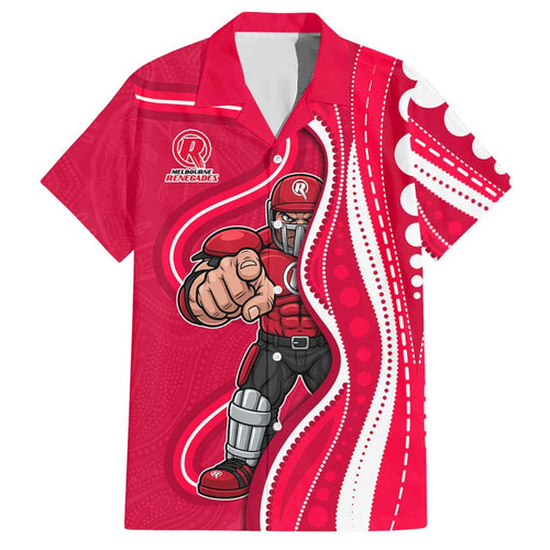 Melbourne Renegades Hawaiian Shirt Aboriginal Dot Art Red White - Tribal Wave Pattern
