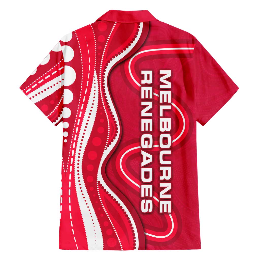 Melbourne Renegades Hawaiian Shirt Aboriginal Dot Art Red White - Tribal Wave Pattern