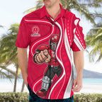 Melbourne Renegades Hawaiian Shirt Aboriginal Dot Art Red White - Tribal Wave Pattern