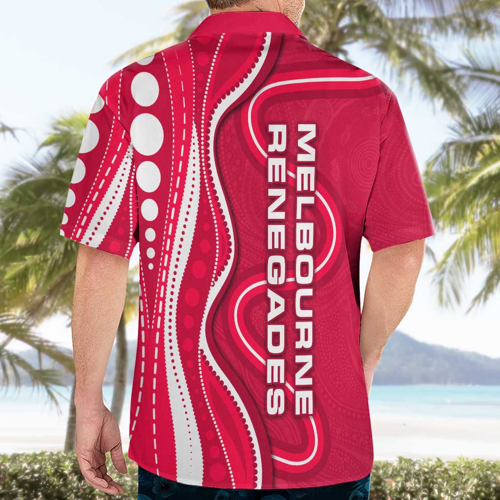 Melbourne Renegades Hawaiian Shirt Aboriginal Dot Art Red White - Tribal Wave Pattern