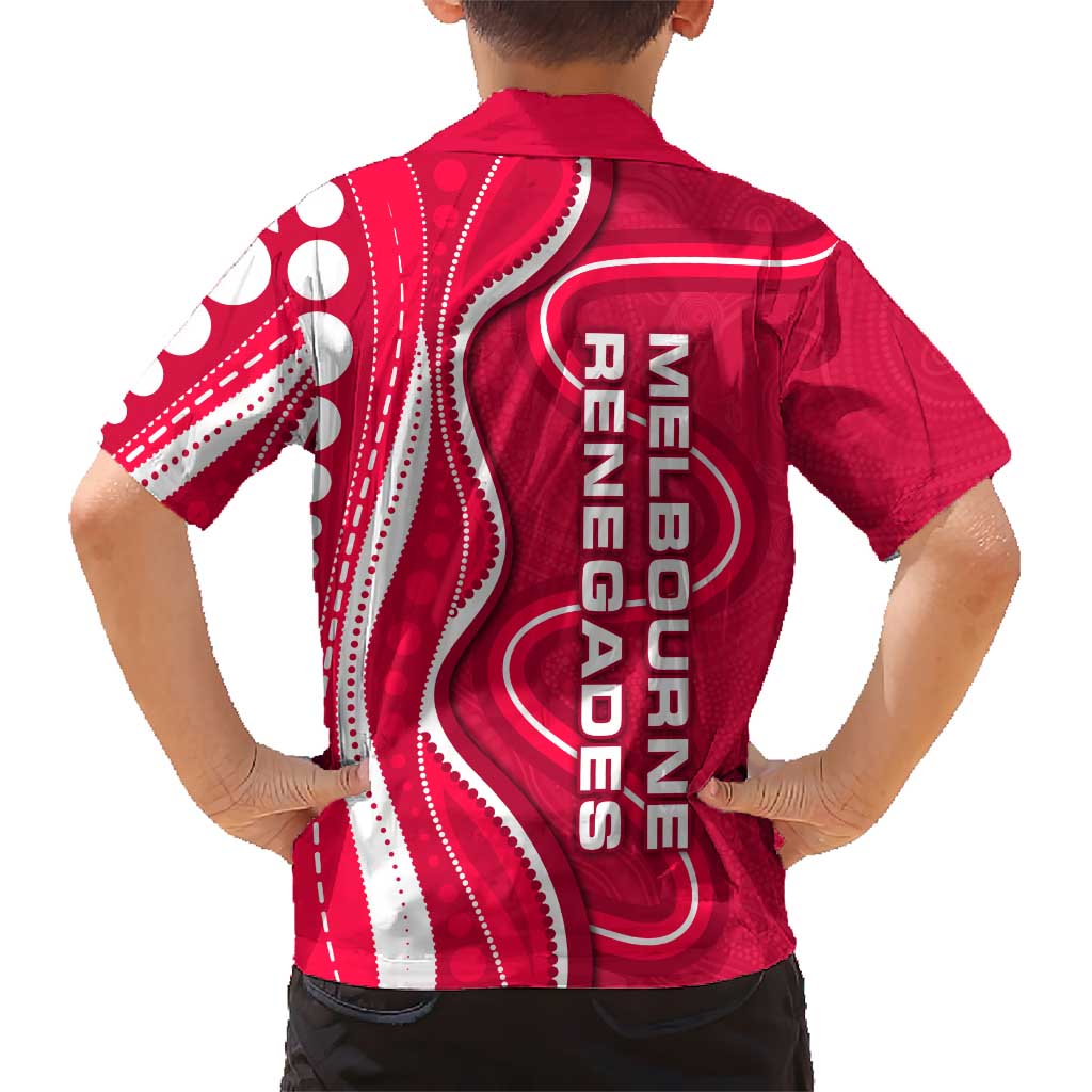 Melbourne Renegades Hawaiian Shirt Aboriginal Dot Art Red White - Tribal Wave Pattern