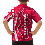 Melbourne Renegades Hawaiian Shirt Aboriginal Dot Art Red White - Tribal Wave Pattern