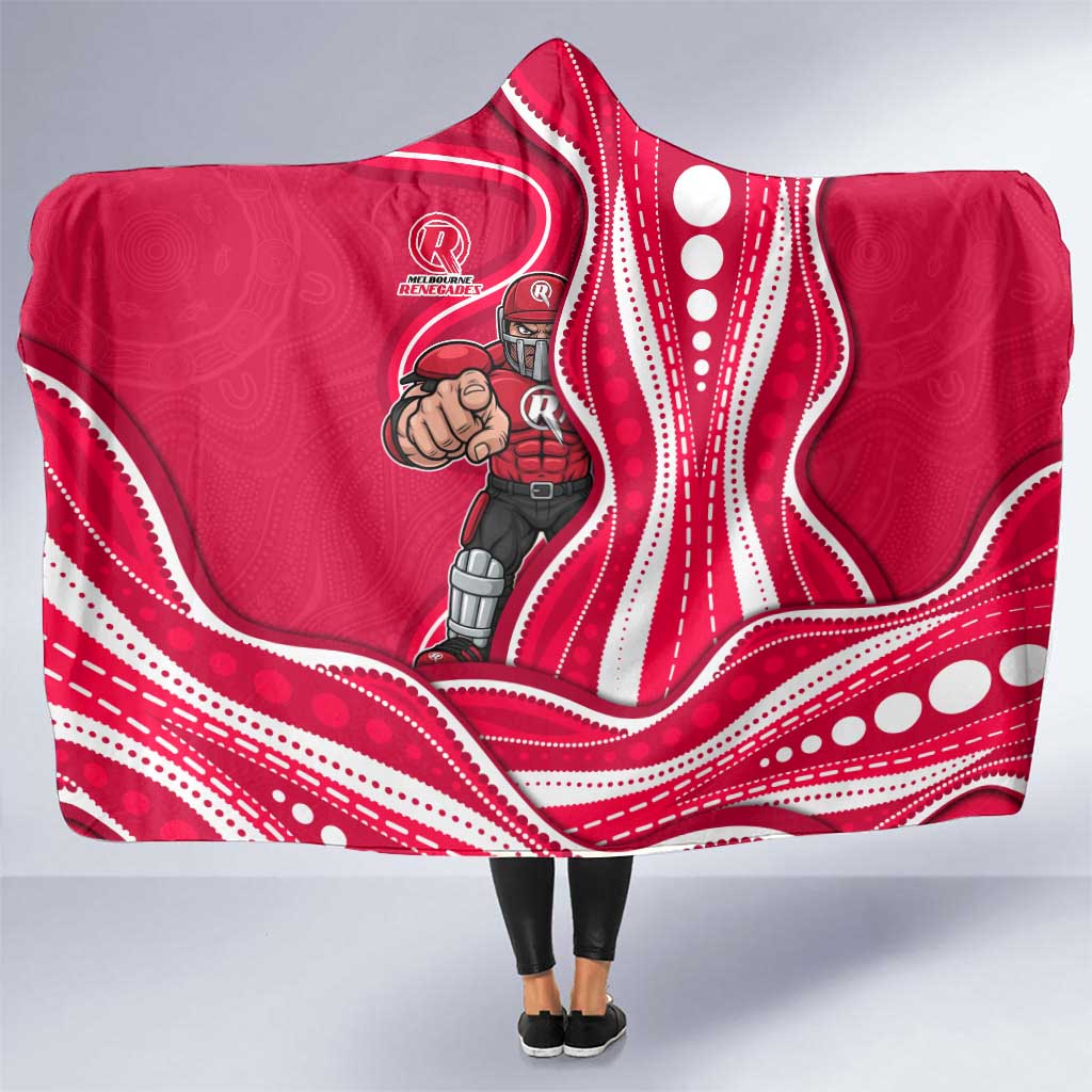 Melbourne Renegades Hooded Blanket Aboriginal Dot Art Red White - Tribal Wave Pattern