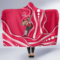 Melbourne Renegades Hooded Blanket Aboriginal Dot Art Red White - Tribal Wave Pattern