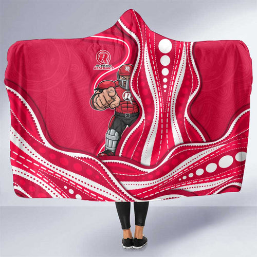 Melbourne Renegades Hooded Blanket Aboriginal Dot Art Red White - Tribal Wave Pattern