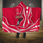 Melbourne Renegades Hooded Blanket Aboriginal Dot Art Red White - Tribal Wave Pattern