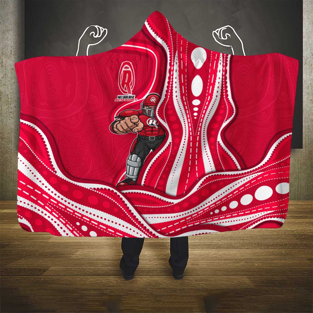 Melbourne Renegades Hooded Blanket Aboriginal Dot Art Red White - Tribal Wave Pattern