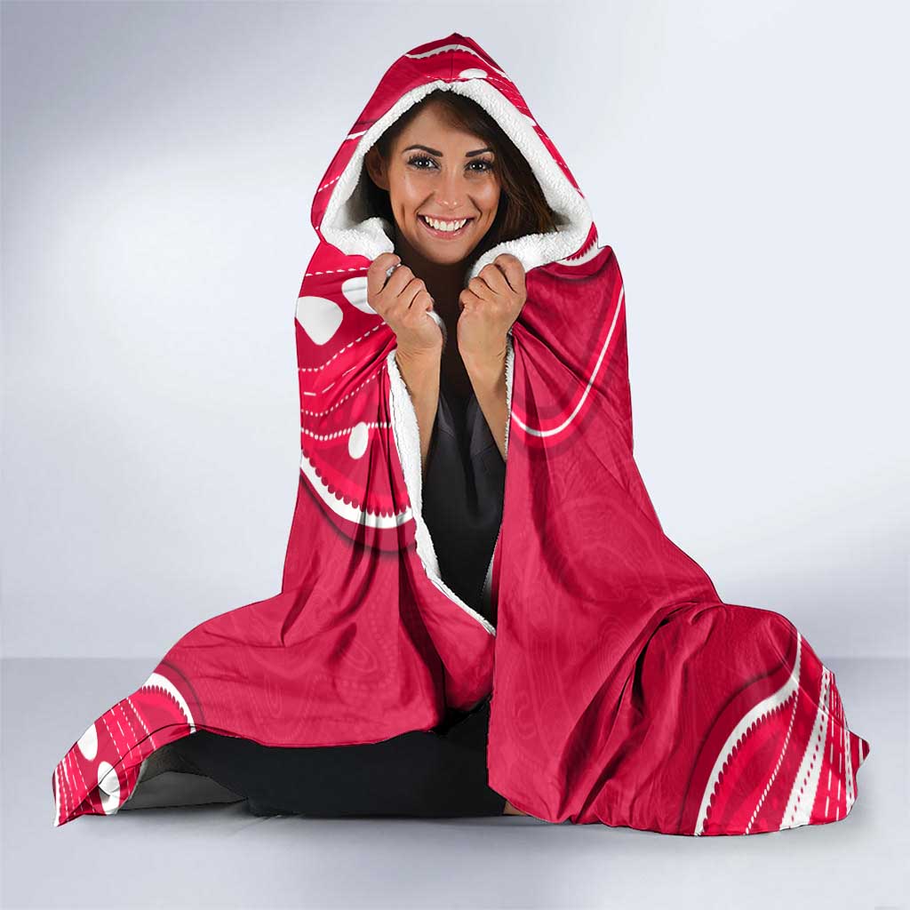 Melbourne Renegades Hooded Blanket Aboriginal Dot Art Red White - Tribal Wave Pattern