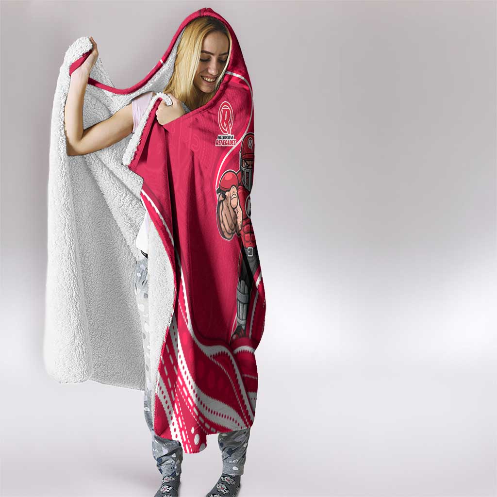 Melbourne Renegades Hooded Blanket Aboriginal Dot Art Red White - Tribal Wave Pattern