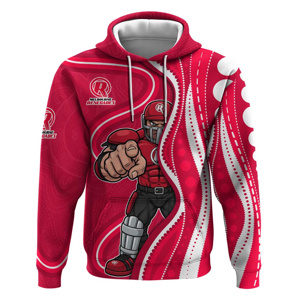 Melbourne Renegades Hoodie Aboriginal Dot Art Red White - Tribal Wave Pattern
