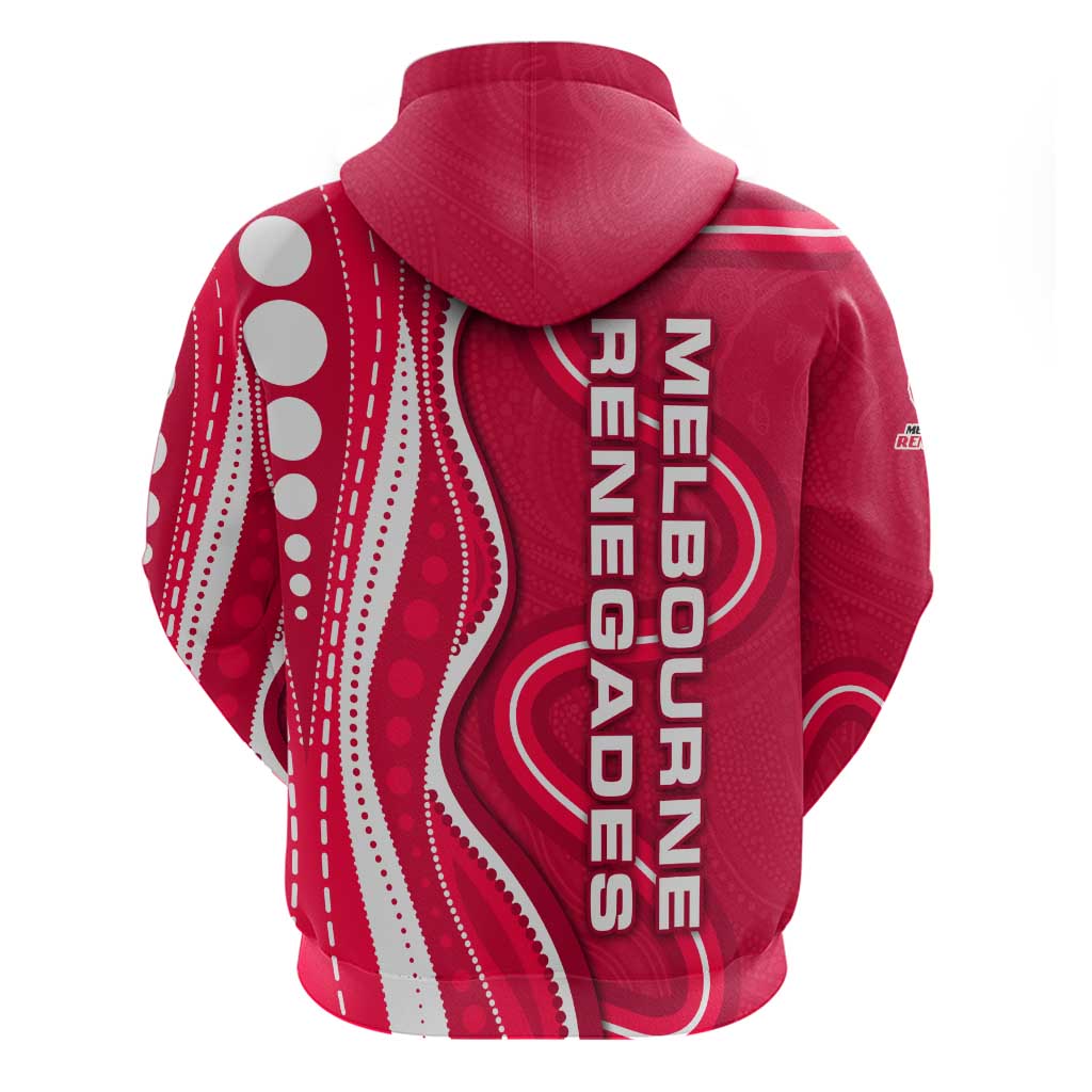 Melbourne Renegades Hoodie Aboriginal Dot Art Red White - Tribal Wave Pattern