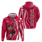 Melbourne Renegades Hoodie Aboriginal Dot Art Red White - Tribal Wave Pattern